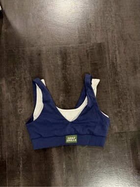Daily Drills Layered Go! V-Neck Bra - Denim & White